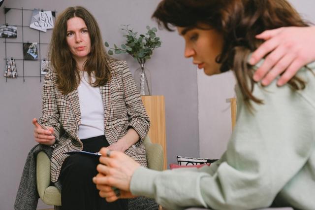 Woman undergoing rehab counseling